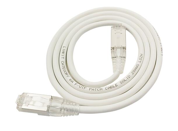 LinkIT F/UTP SlimPatch Cat6a hvit 0.5m AWG 28 | LSZH | Snagless | OD 4.7mm 