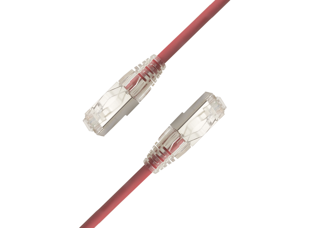 LinkIT F/UTP SlimPatch Cat6a röd 3m AWG 28 | LSZH | Snagless | OD 4.7mm 