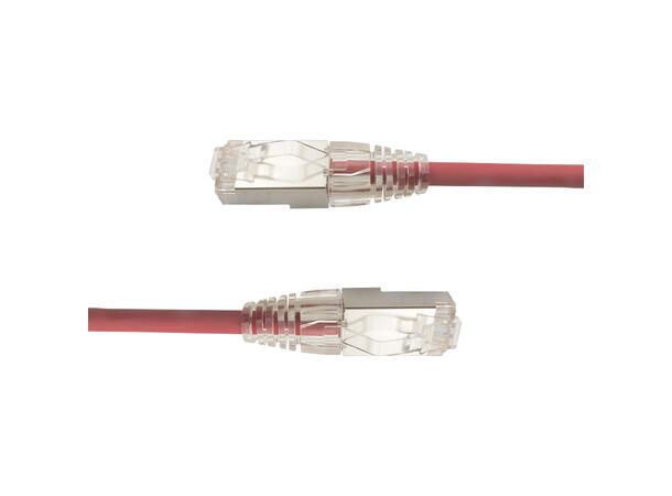 LinkIT F/UTP SlimPatch Cat6a röd 3m AWG 28 | LSZH | Snagless | OD 4.7mm 