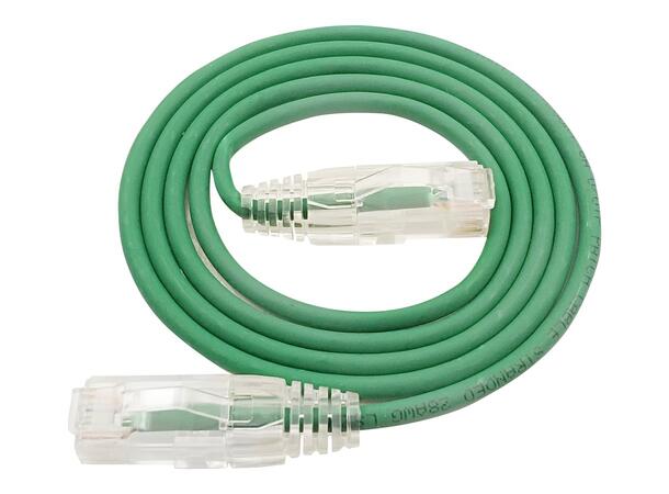 LinkIT U/UTP SlimPatch Cat6a grön 0.2m AWG28/7 | LSZH |Snagless | OD 3.6mm 