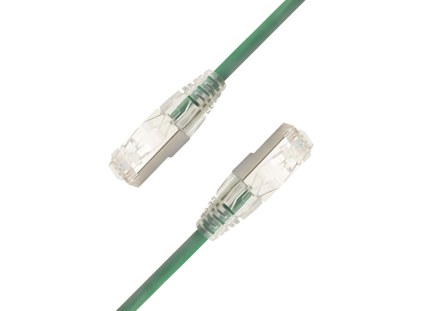 LinkIT F/UTP SlimPatch Cat6a grønn 0.2m AWG 28 | LSZH | Snagless | OD 4.7mm 