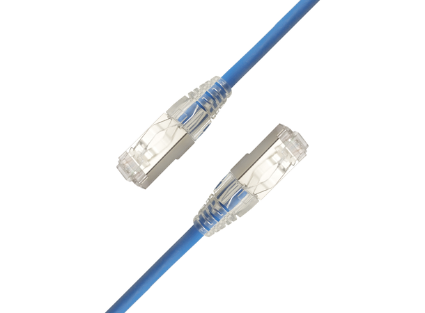 LinkIT F/UTP SlimPatch Cat6a blå 1m AWG 28 | LSZH | Snagless | OD 4.7mm 