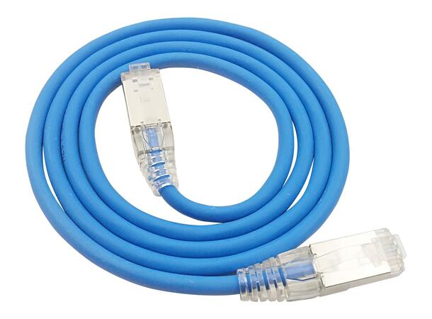 LinkIT F/UTP SlimPatch Cat6a blå 1m AWG 28 | LSZH | Snagless | OD 4.7mm 