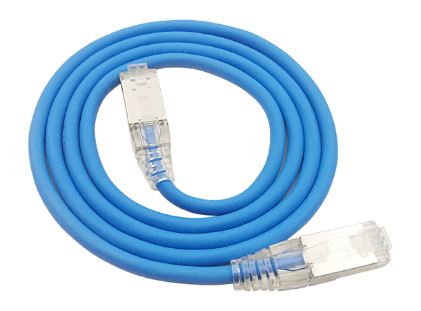 LinkIT F/UTP SlimPatch Cat6a blå 1m AWG 28 | LSZH | Snagless | OD 4.7mm 