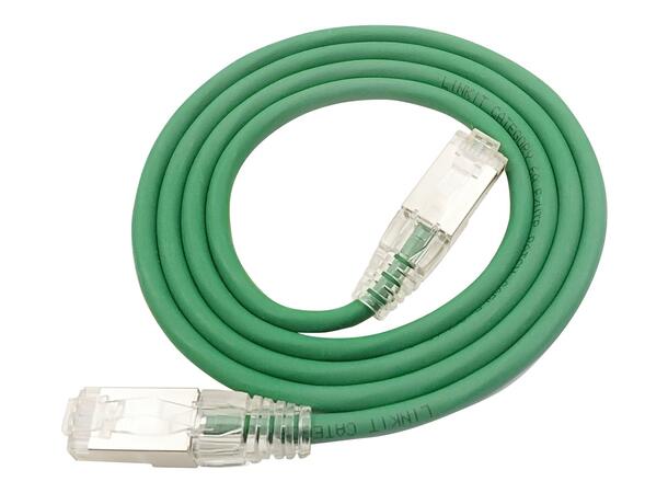 LinkIT F/UTP SlimPatch Cat6a grön 0.3m AWG 28 | LSZH | Snagless | OD 4.7mm 