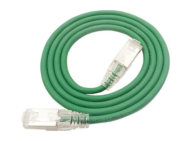 LinkIT F/UTP SlimPatch Cat6a grön 0.3m AWG 28 | LSZH | Snagless | OD 4.7mm 