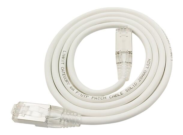 LinkIT F/UTP SlimPatch Cat6a hvit 1.5m AWG 28 | LSZH | Snagless | OD 4.7mm 