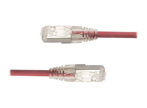 LinkIT F/UTP SlimPatch Cat6a röd 0.2m AWG 28 | LSZH | Snagless | OD 4.7mm 