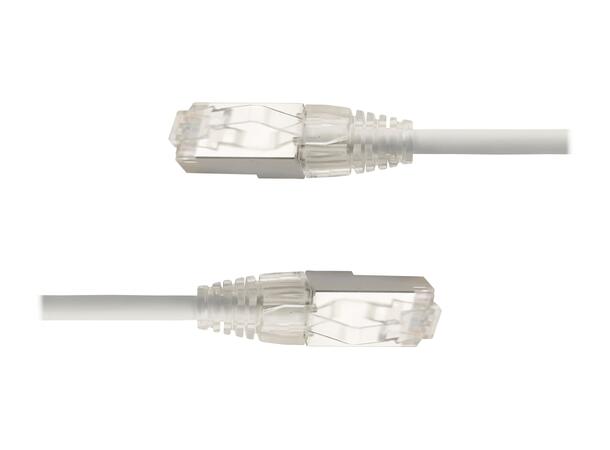 LinkIT F/UTP SlimPatch Cat6a hvit 1m AWG 28 | LSZH | Snagless | OD 4.7mm 