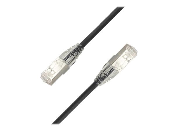 LinkIT F/UTP SlimPatch Cat6a svart 0.2m AWG 28 | LSZH | Snagless | OD 4.7mm 