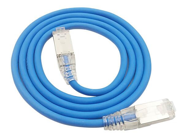 LinkIT F/UTP SlimPatch Cat6a blå 2m AWG 28 | LSZH | Snagless | OD 4.7mm 