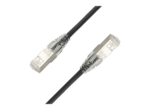 LinkIT F/UTP SlimPatch Cat6a svart 0.3m AWG 28 | LSZH | Snagless | OD 4.7mm 