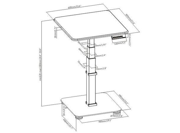 KENSON GetUpDesk Single Electric Height-Adjustable Desk | Black 