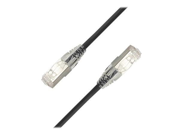 LinkIT F/UTP SlimPatch Cat6a svart 0.5m AWG 28 | LSZH | Snagless | OD 4.7mm 