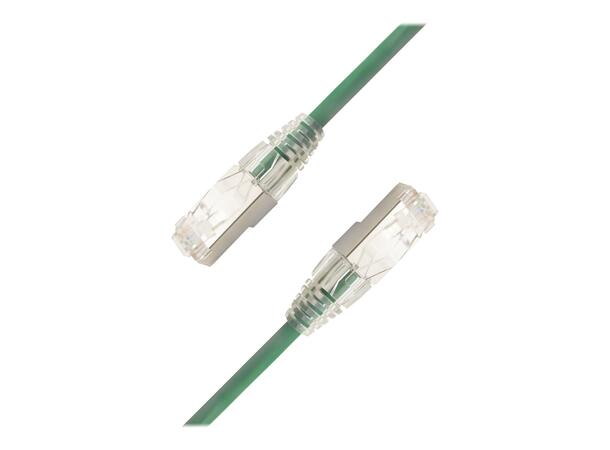 LinkIT F/UTP SlimPatch Cat6a grønn 1m AWG 28 | LSZH | Snagless | OD 4.7mm 