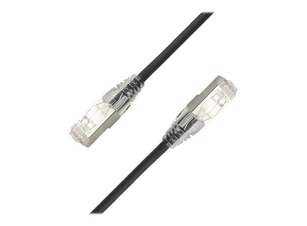 LinkIT F/UTP SlimPatch Cat6a svart 1m AWG 28 | LSZH | Snagless | OD 4.7mm 