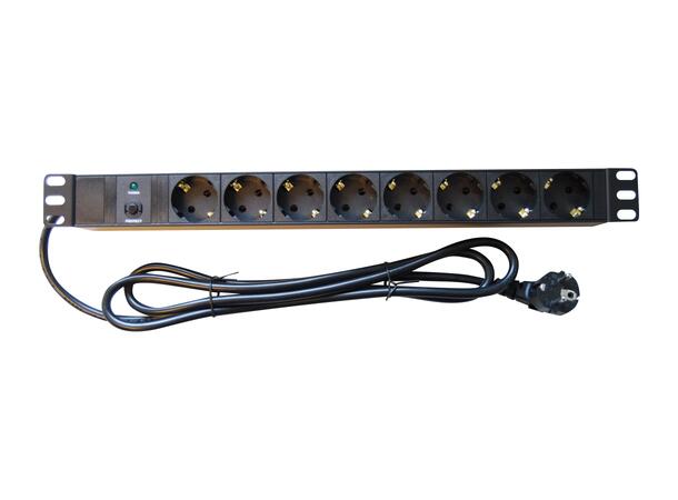 LinkIT 19" Strømskinne 8xCEE 7/4 2m CEE 7/7 | m/overbelastningsvern 