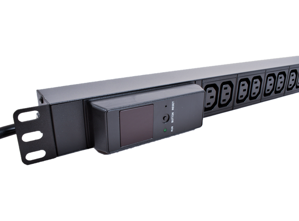 LinkIT 19" Strømskinne C20 - 10xC13 2m Amperemeter, 4000 W, 2,0 meter kabel 