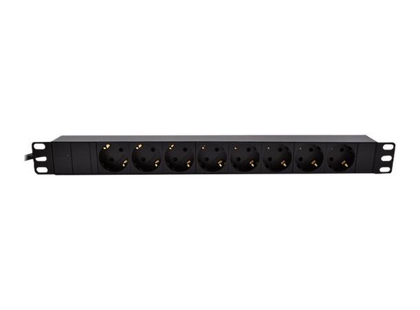 LinkIT 19" Power rail  8xCEE 7/4  2m CEE 7/7,  u/bryter, 2,0 meter, 16A 3600W 