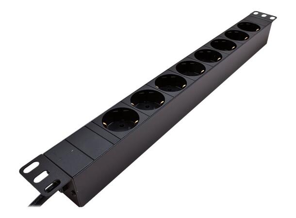 LinkIT 19"  Power rail 8xCEE 7/4  3m CEE 7/7,  u/bryter, 2,0 meter, 16A 3600W 