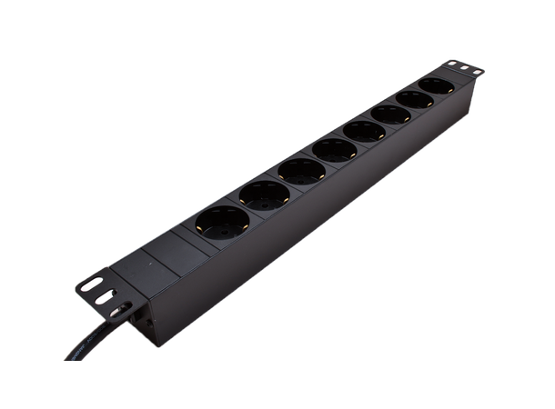 LinkIT 19"  Power rail 8xCEE7/4  5m CEE 7/7,  u/bryter, 2,0 meter, 16A 3600W 