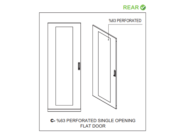 Lande DYNAmic xxU W600xD600 Glass door | Perforated rear door | Grey 