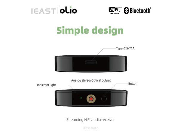 iEAST Oliostream Wireless Multi-Room Sound Streamer Black 