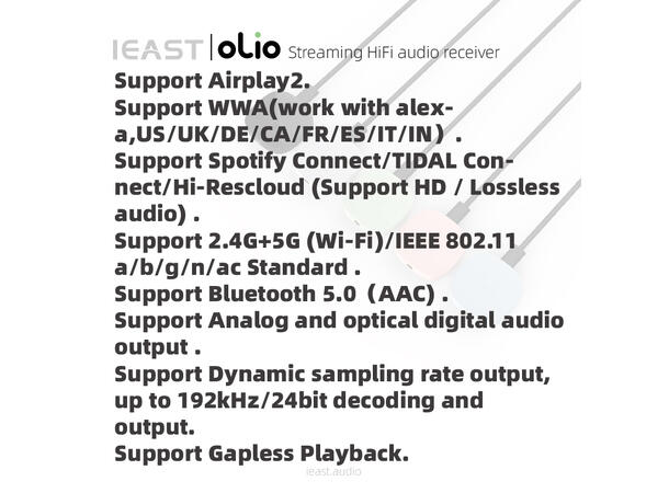 iEAST Oliostream Wireless Multi-Room Sound Streamer Sort 