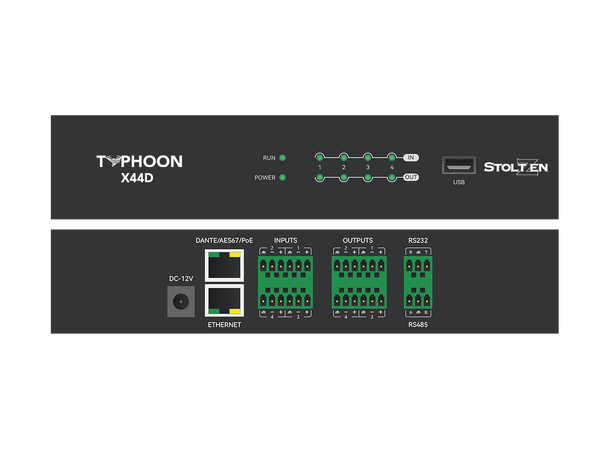 Stoltzen Typhoon X44D DSP Dante Dante 4x4 | Analog 4x4 | USB | 10x10 