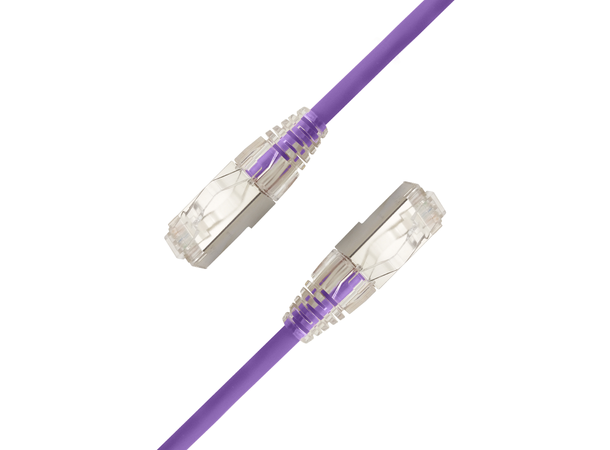 LinkIT F/UTP SlimPatch Cat6a lila 0.2m AWG 28 | LSZH | Snagless | OD 4.7mm 