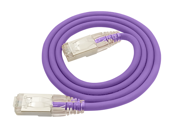 LinkIT F/UTP SlimPatch Cat6a lila 0.2m AWG 28 | LSZH | Snagless | OD 4.7mm 