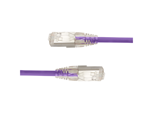 LinkIT F/UTP SlimPatch Cat6a lilla 0.2m AWG 28 | LSZH | Snagless | OD 4.7mm 