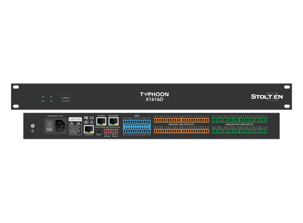 Stoltzen Typhoon X1616D DSP Dante Dante 16x16 | Analog 16x16 | USB | 34x34 