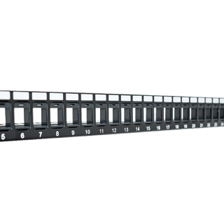 Linkit patch panel 19&quot; Keystone 24 port grounding and kabel guide, 1U, svart